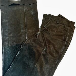 Gucci Women’s High Waisted Wide Leg Cuffed Black Trousers + Subtle Sheen